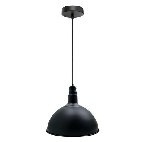 Black pendant light on a white background