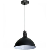 Black pendant light on a white background
