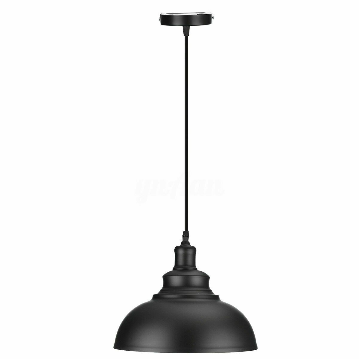Black pendant light on a white background