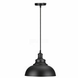 Black pendant light on a white background