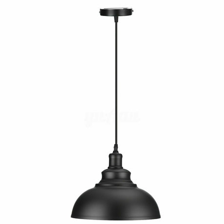 Black pendant light on a white background