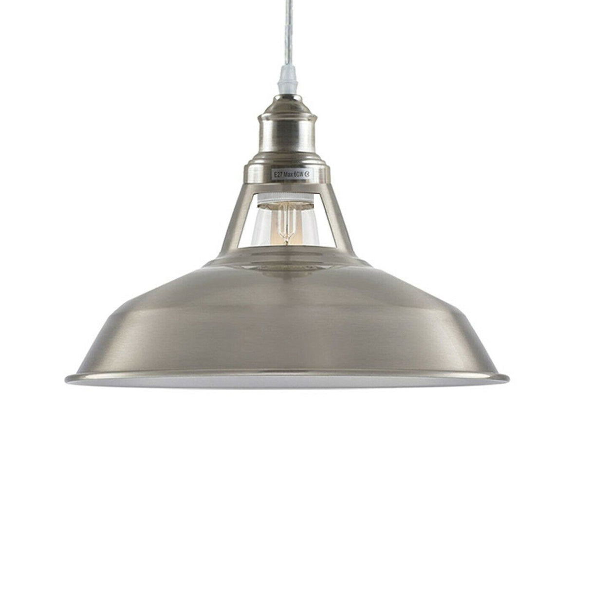 Metal pendant light on a white background