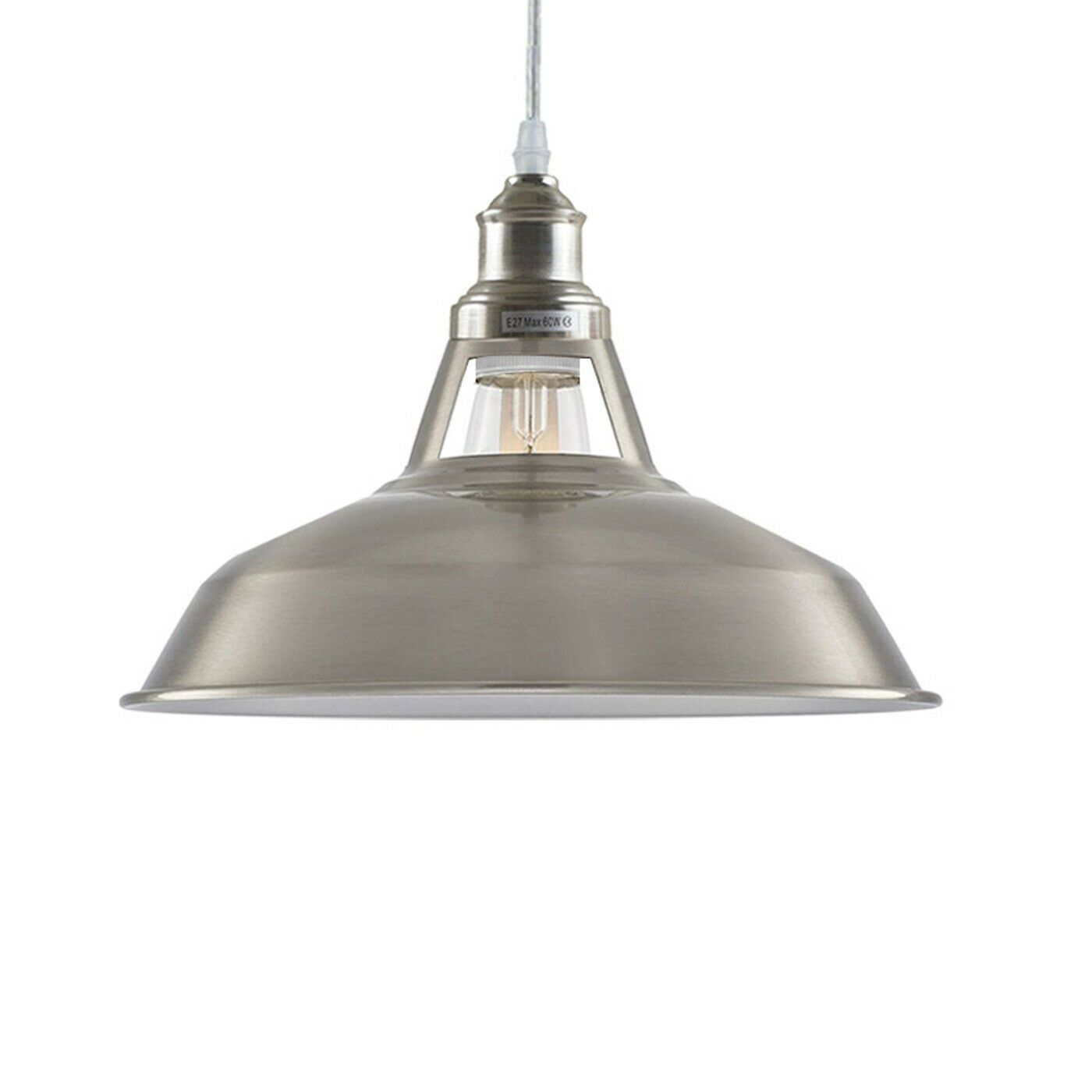 Metal pendant light on a white background