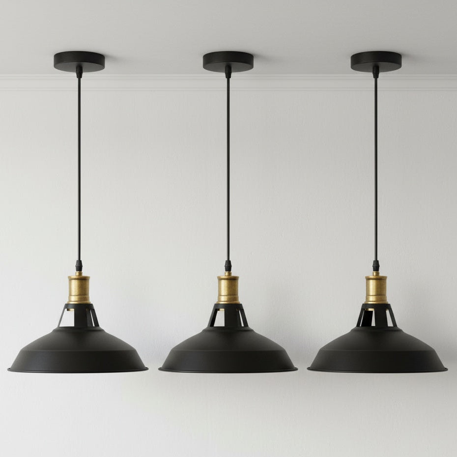 Celeste Ceiling Pendant Light Trio in Black with Gold Details