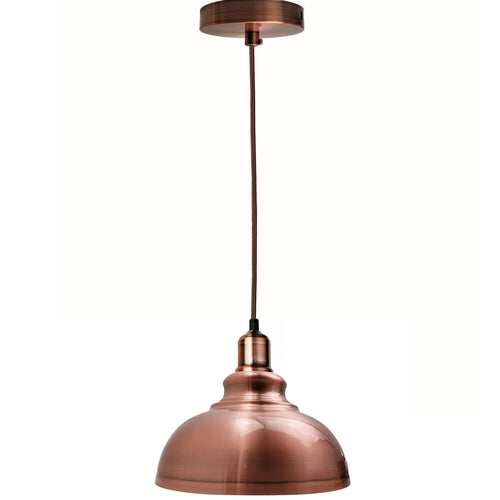 Copper pendant light on a white background