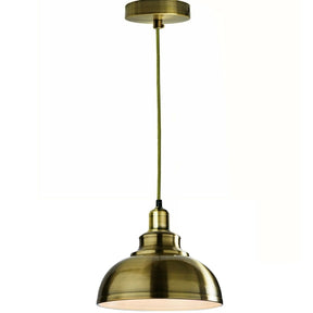 Brass pendant light on a white background