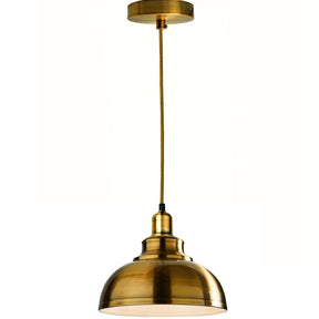 Gold pendant light on a white background