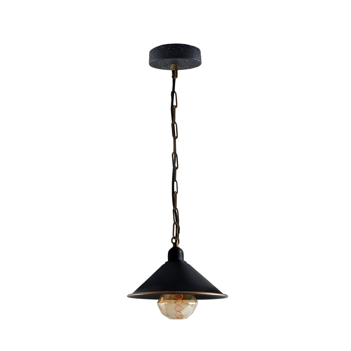 Danny Metal Cone Ceiling Pendant Light in Black