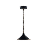 Black pendant light on a white background
