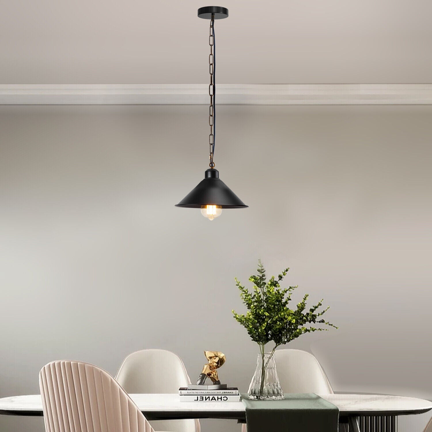 Danny Metal Cone Ceiling Pendant Light in Black