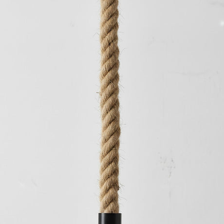 Daria Dome Pendant Ceiling Light in Black with Hemp Rope