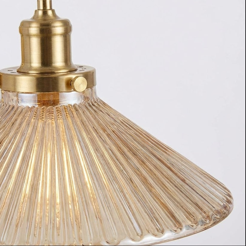 Dua Wall Sconce with Ribbed Amber Glass Shade