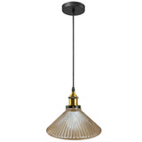 Edie Ribbed Ceiling Pendant Light in Amber Glass
