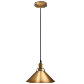 Gold pendant light on a white background