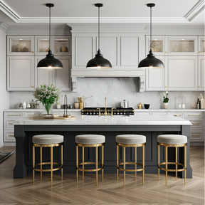 Black metal pendant lights with modern industrial design, ceiling hanging fixture for kitchen or dining room.