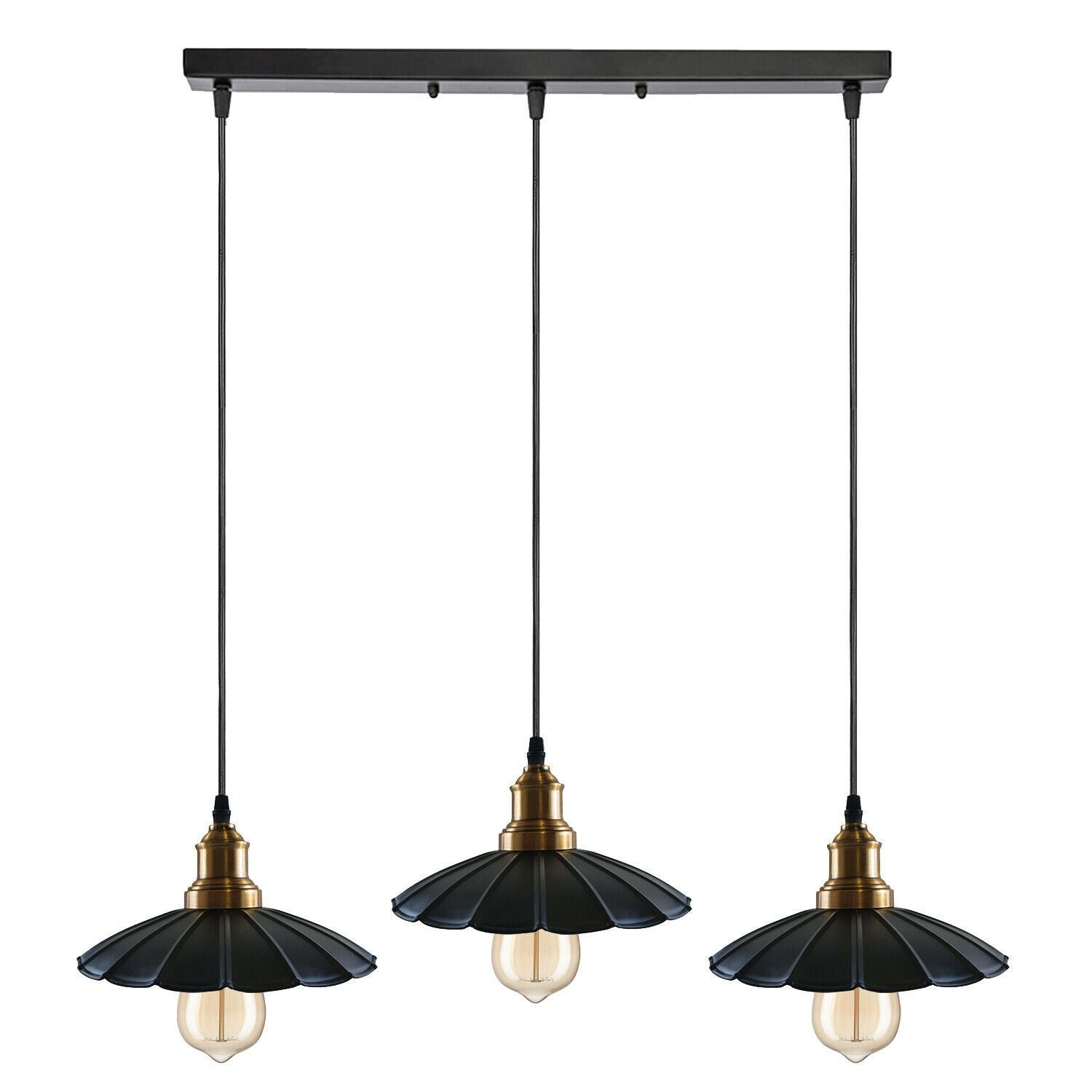 Lydia Triple Pendant Light in Black with Gold Finish