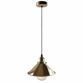 Gold pendant light on a white background