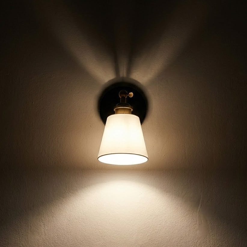 Mills White Wall Sconce with Black/Gold Detailing