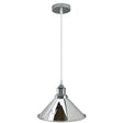 Chrome pendant light on a white background
