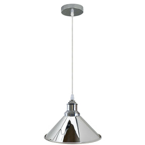 Chrome pendant light on a white background