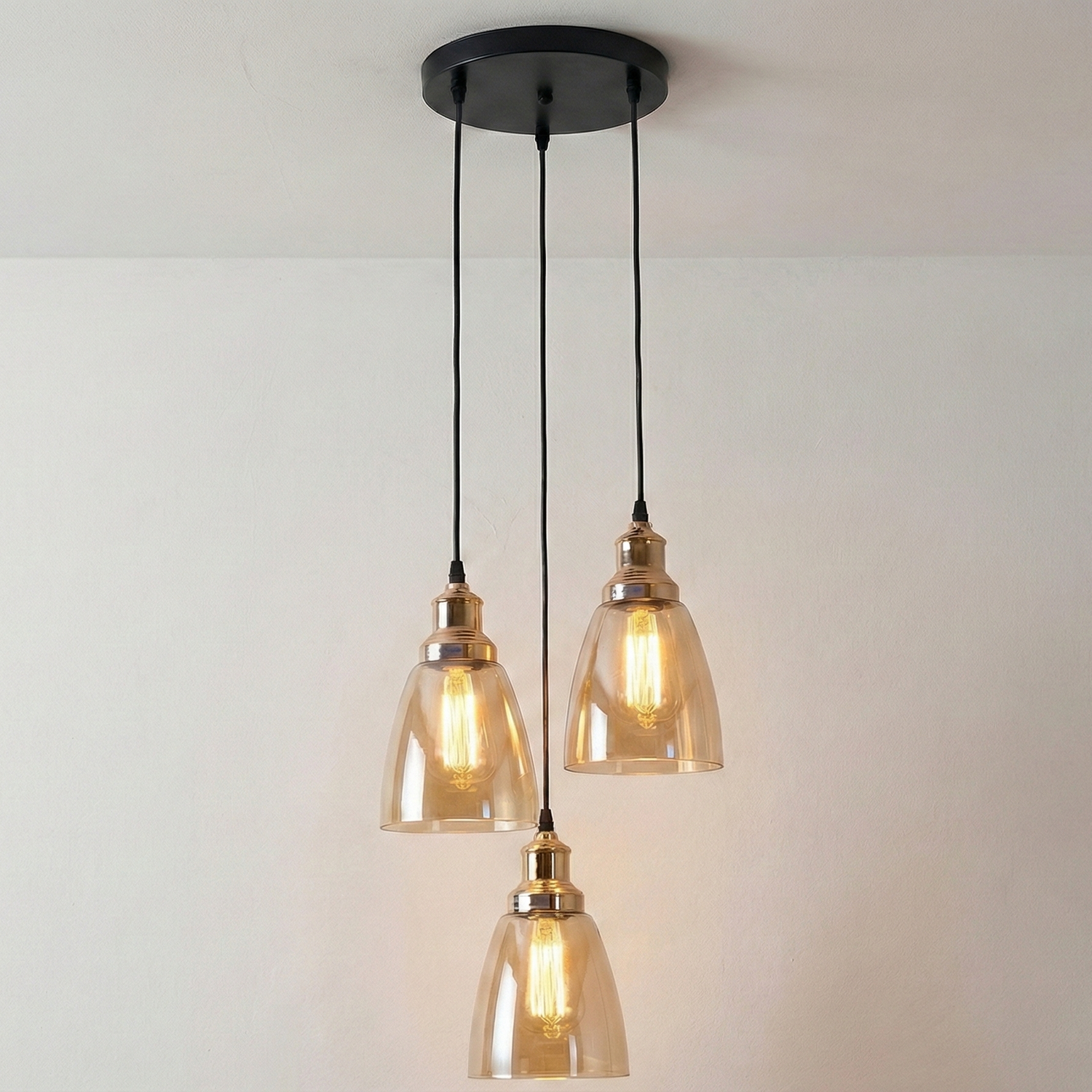 Orella Champagne Glass 3 Light Pendant Fixture