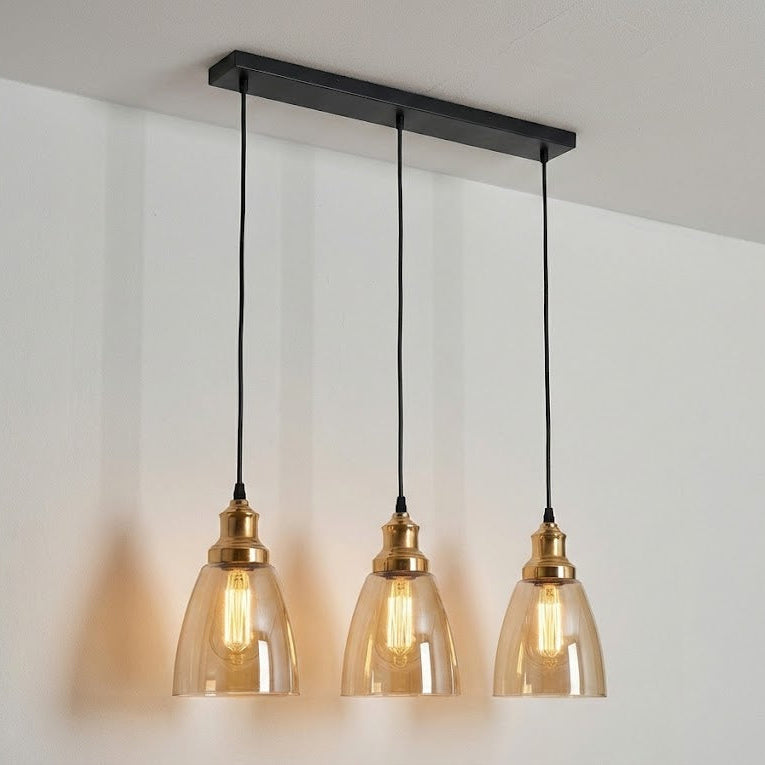 Orella Champagne Glass 3 Light Pendant Fixture