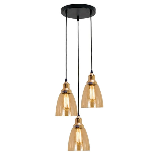 Orella Champagne Glass 3 Light Pendant Fixture