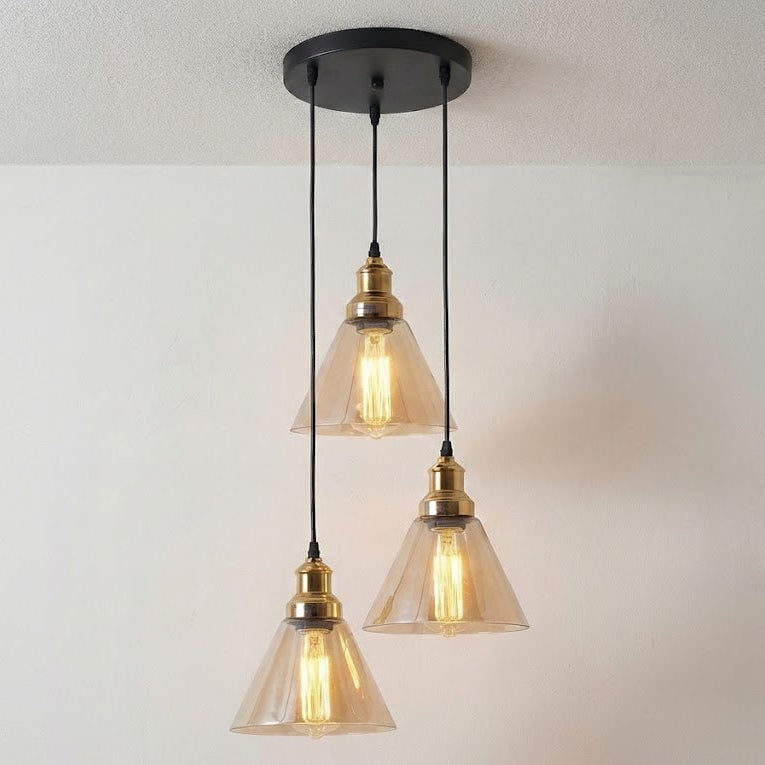 Orella Champagne Glass 3 Light Pendant Fixture