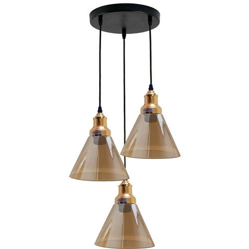 Orella Champagne Glass 3 Light Pendant Fixture