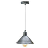 Pendant light with a textured shade on a white background