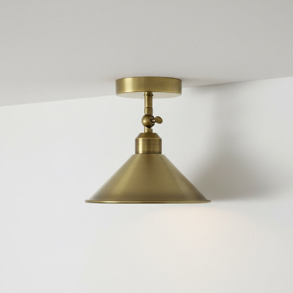 Ralph Cone Shade Ceiling Light in Green Brass