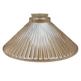 Clear glass lampshade with ribbed design on a white background