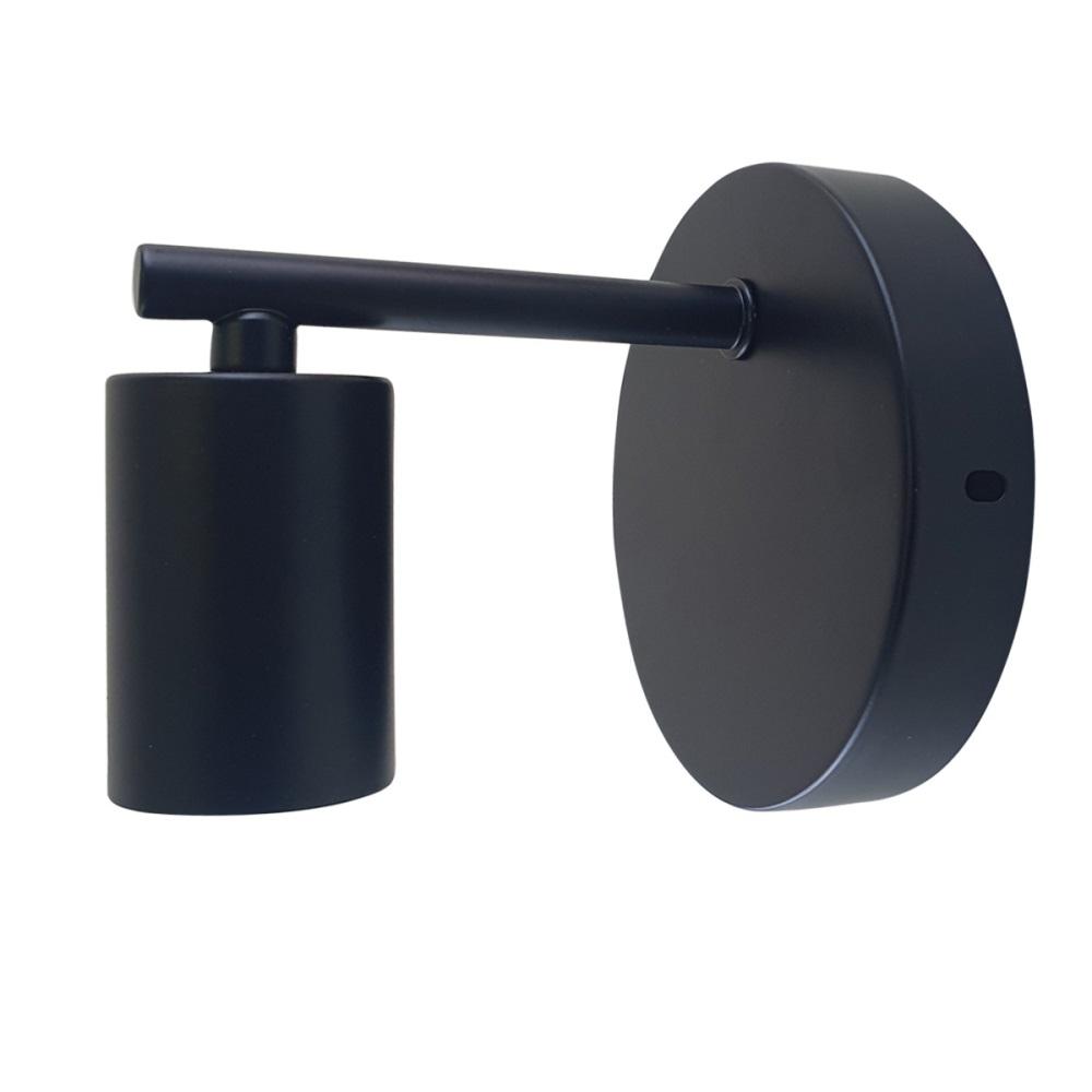 Black wall-mounted lamp on a white background