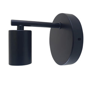 Black wall-mounted lamp on a white background