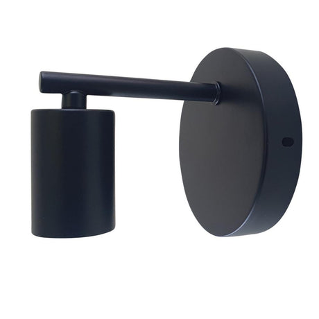 Black wall-mounted lamp on a white background