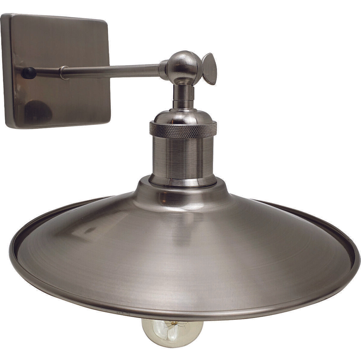Metallic wall-mounted light fixture on a white background
