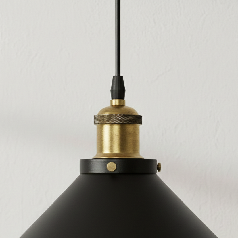 The Foundry Trio Black Pendant Light Set in Brass and Matte Black