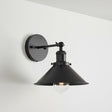Black wall-mounted lamp with a white background