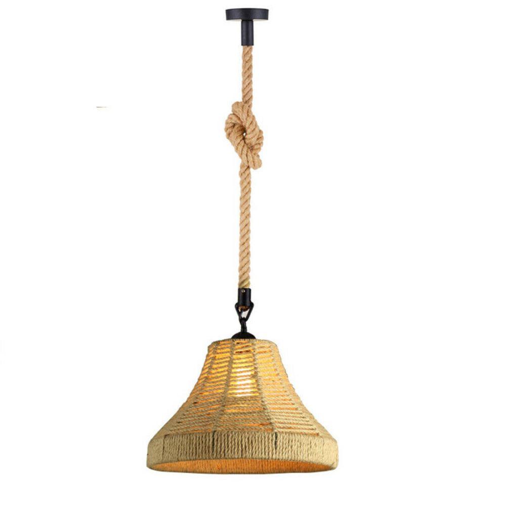 Woven pendant light with rope