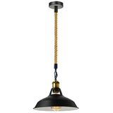 Sabrina Hemp Ceiling Pendant Light in Black with Natural Rope Cord