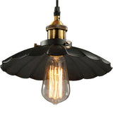 Belgravia Scalloped Ceiling Pendant in Black with Gold Details